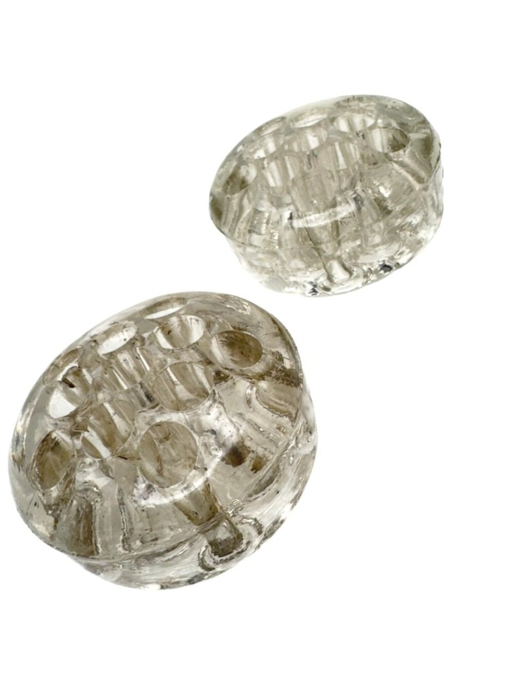 1960s Vtg Clear Glass Flower Frog Set 11-Hole Floral Arrangement Tool Home Décor